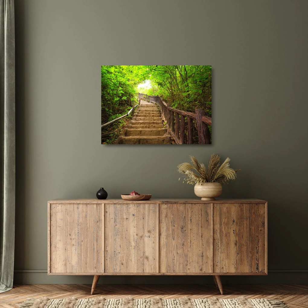 Üveg kép - Lépcsők a természetben (70x50 cm)