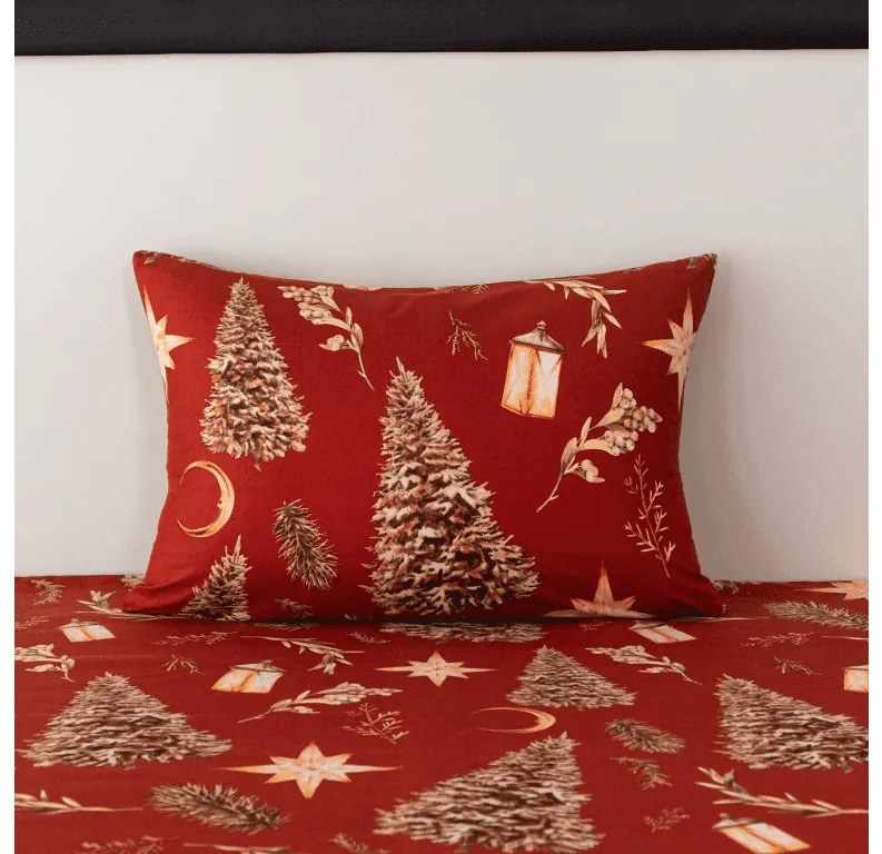 Mikroszálas párnahuzat GOLD CHRISTMAS 50x70 cm, piros