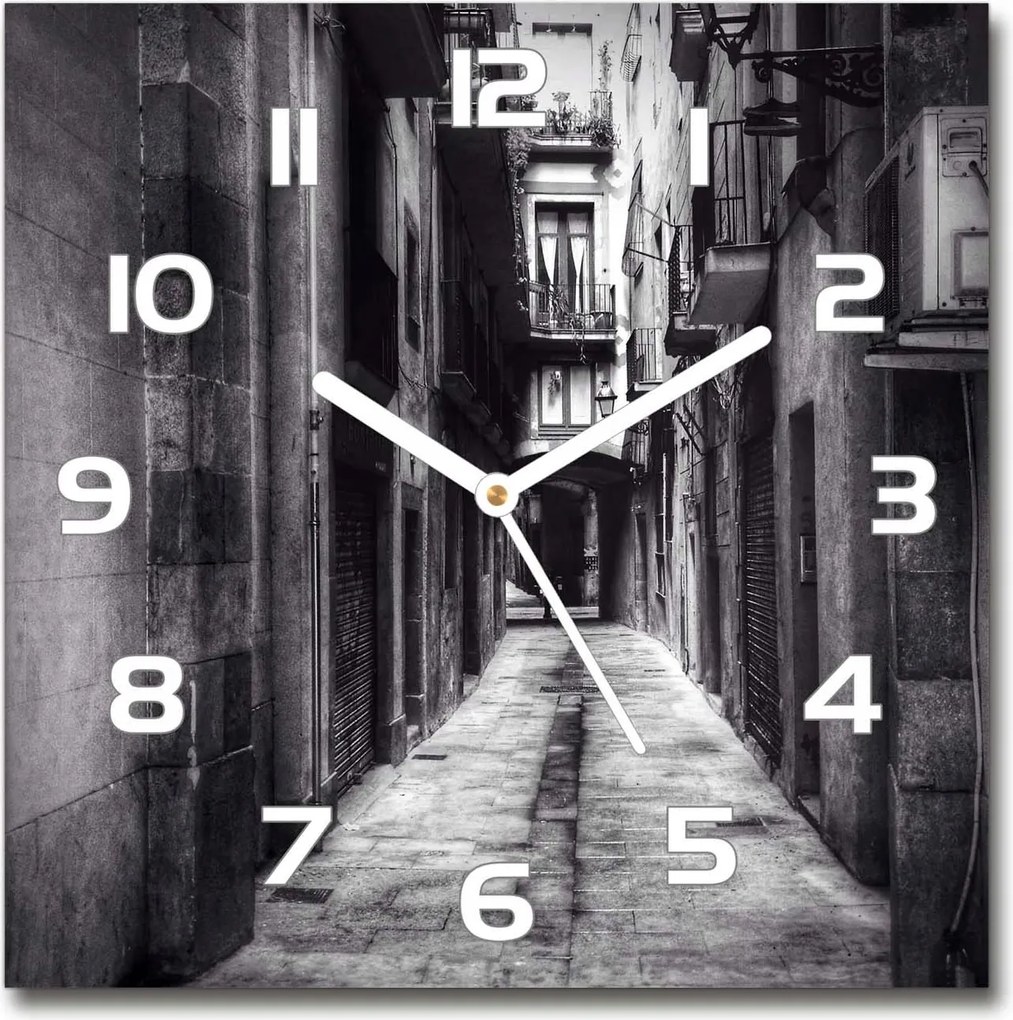 Négyzet alakú üveg falióra Barcelona Spanyolország 30x30