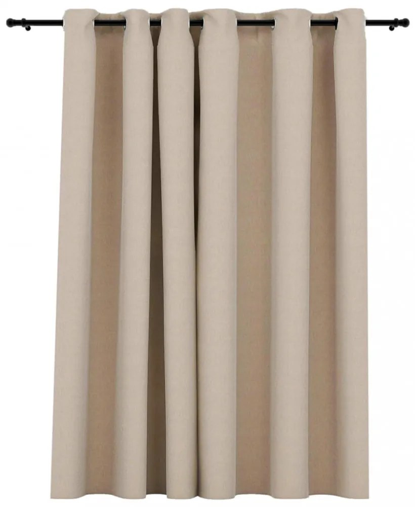 vidaXL bézs vászonhatású sötétítőfüggöny fűzőkarikával 290 x 245 cm
