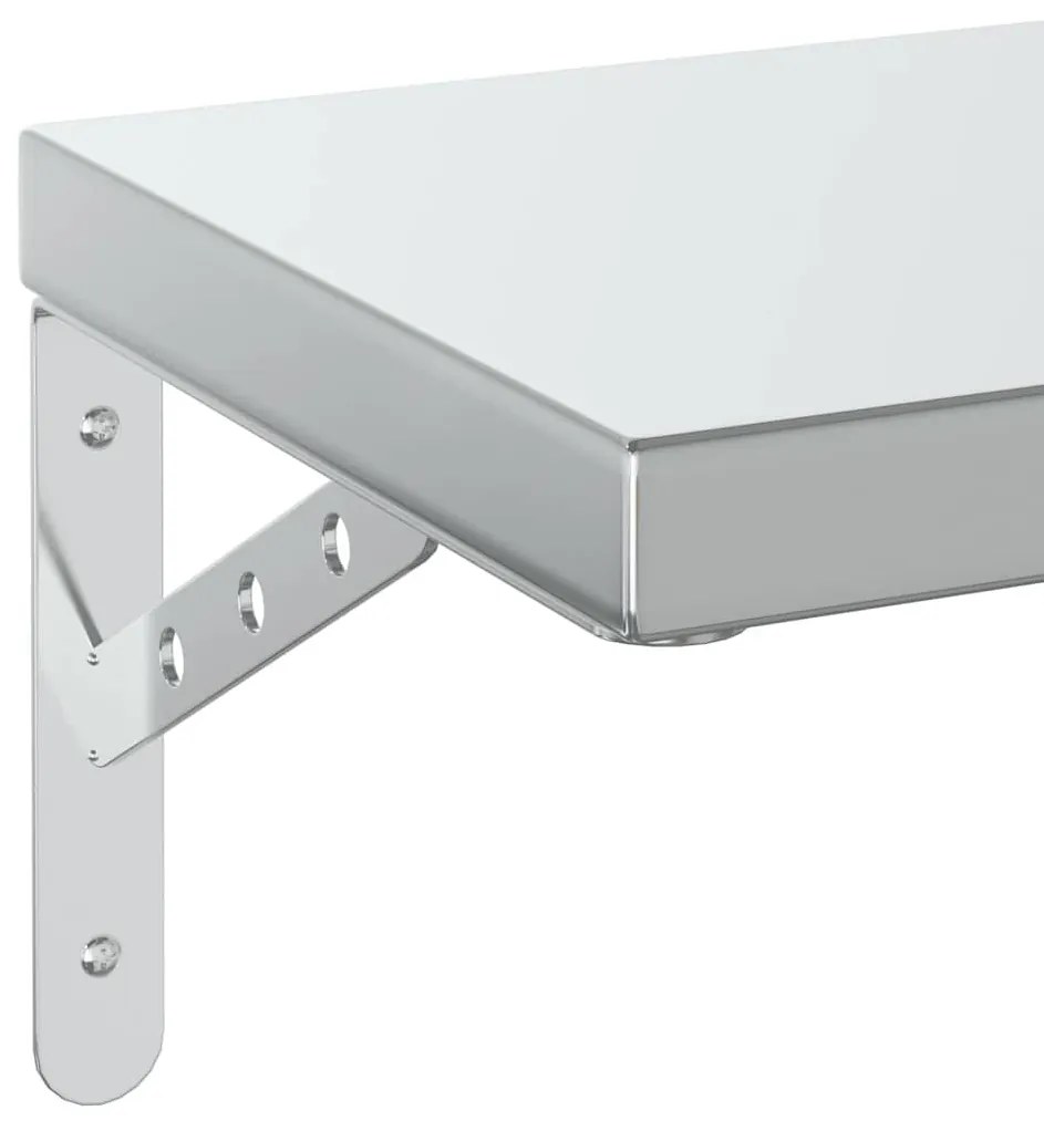 2 db ezüstszínű rozsdamentes acél fali polc 75 x 23,5 cm