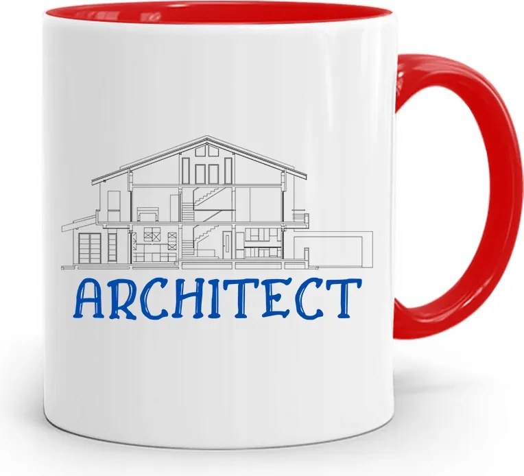 Piros Építész Bögre Architect Ajándék fényképes nyomtatással