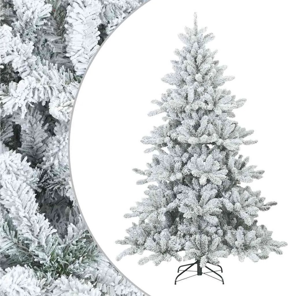 vidaXL Műanyag Rugalmas Karácsonyfát Havas Flokkal Fehér 180 cm