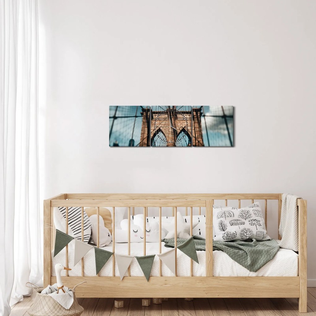Kép - Brooklyn Bridge (órával) (90x30 cm)