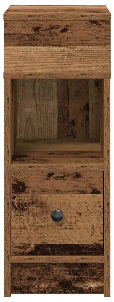 2 db antik fa színű éjjeliszekrény fiókkal 25x31x66 cm
