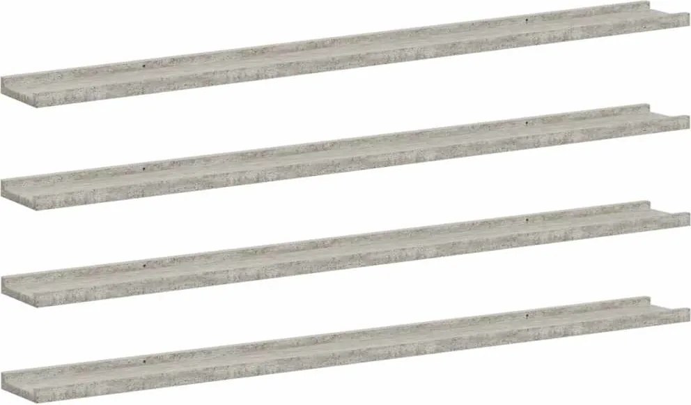 vidaXL 4 db betonszürke fali polc 115 x 9 x 3 cm
