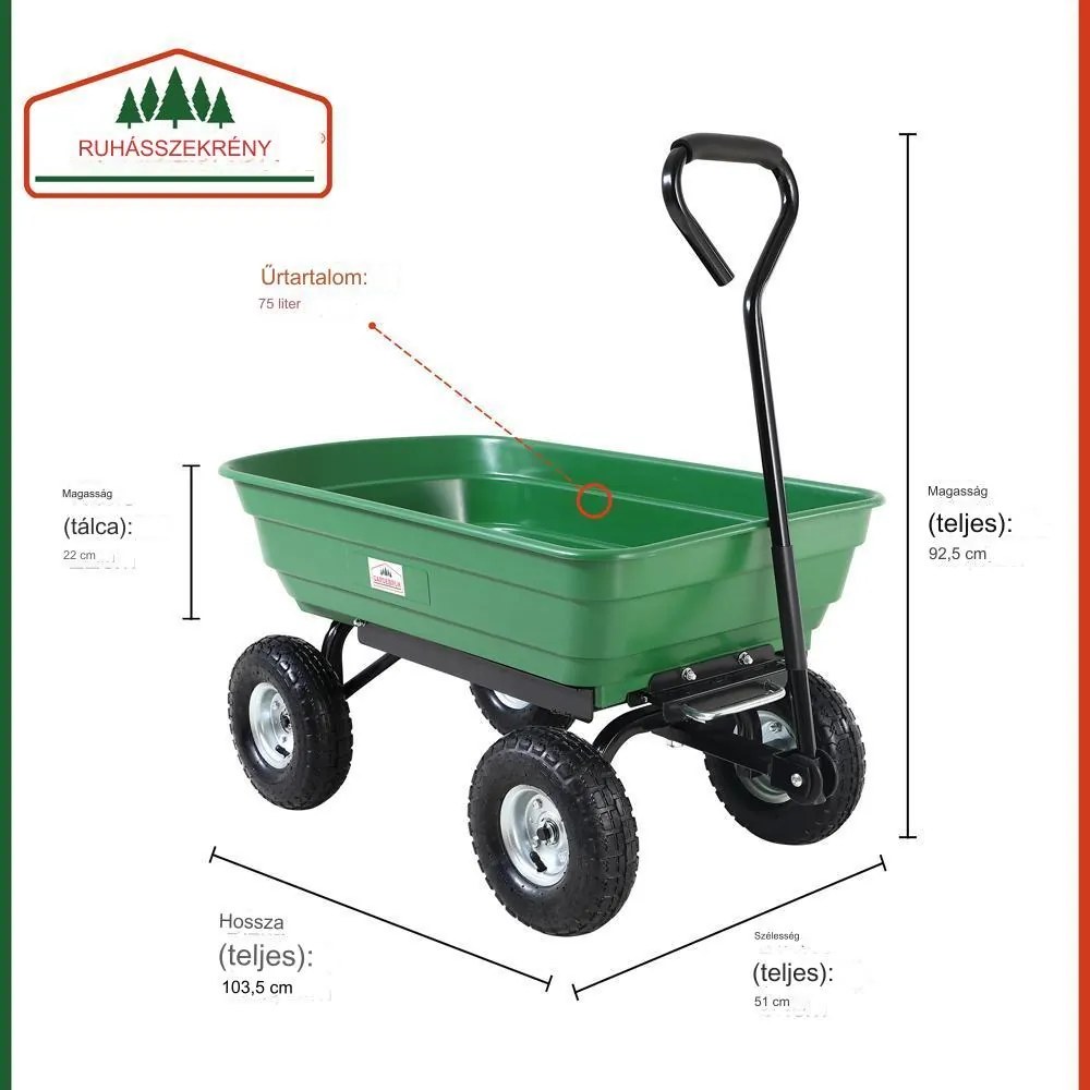 Gardebruk® Kerti kocsi 103,5x51x92,5cm - zöld