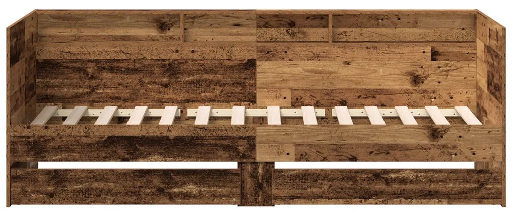 vidaXL Nappaliágy fejtámlával fiókkal Öreg fa 90 x 200 cm Faanyag