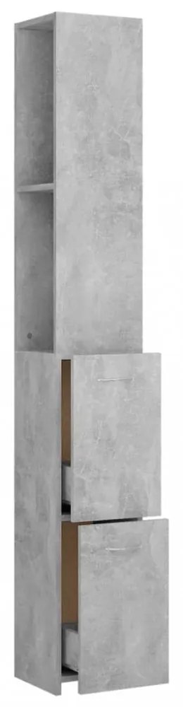betonszürke szerelt fa fürdőszobaszekrény 25x26,5x170 cm