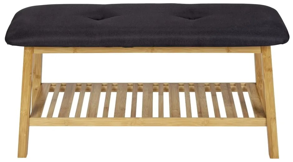 Fekete-natúr színű bambusz ülőkés cipőtartó Ecori – Wenko