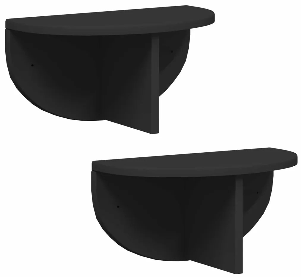 vidaXL Falpolc Falra szerelhető 2 pcs Fekete 38 x 19 x 19 cm Faanyag
