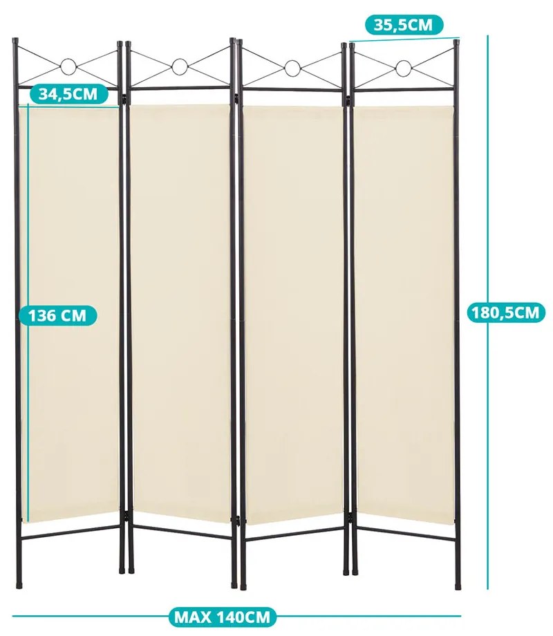 4 paneles térelválasztó paraván