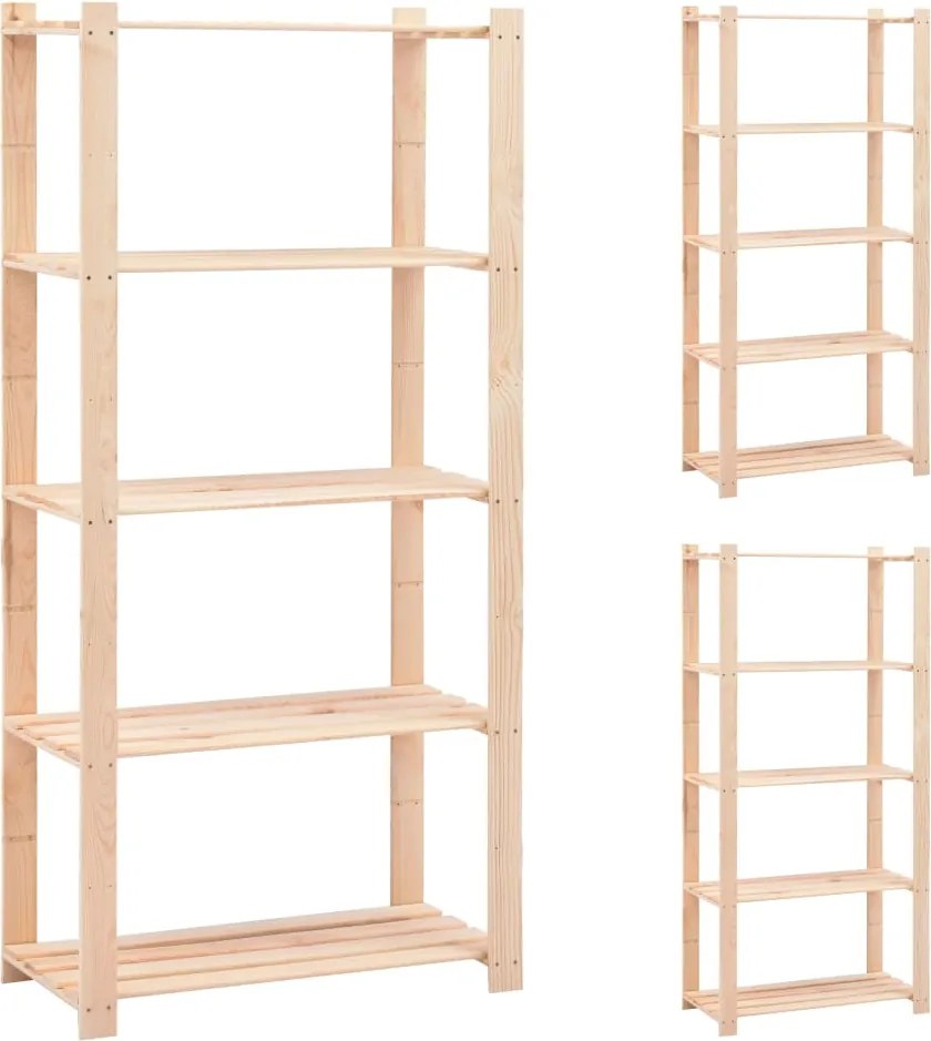 vidaXL 3 db 5-szintes tömör fenyőfa tárolópolc 250 kg 80 x 38 x 170 cm