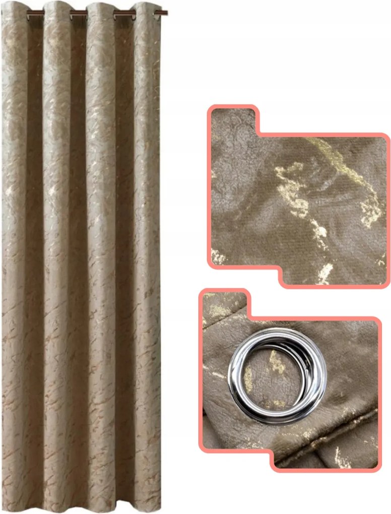 Függöny Sötét Bézs Arany márvány 140x230 cm Stílusos Design