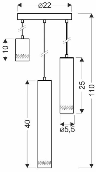Csillár zsinóron TUBO 3xGU10/25W/230V