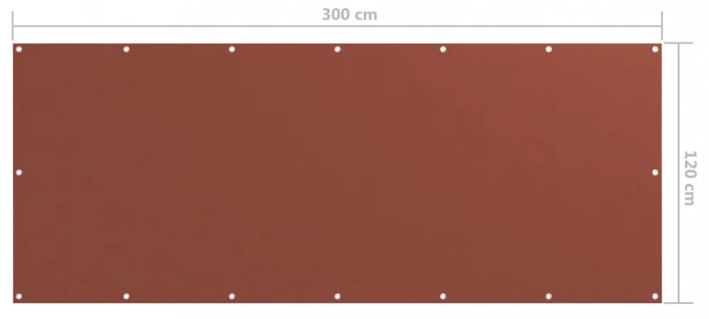 terrakotta oxford-szövet erkélyparaván 120 x 300 cm