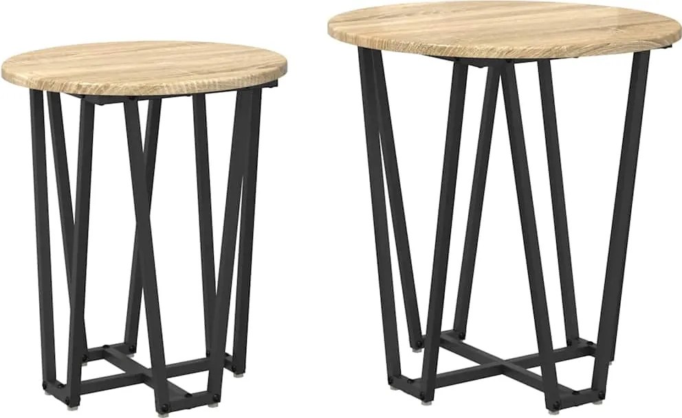 vidaXL Kisasztal készlet 2 pcs Sonoma Tölgy és Fekete