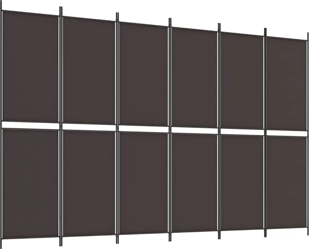 vidaXL 6 paneles barna szövet paraván 300x200 cm