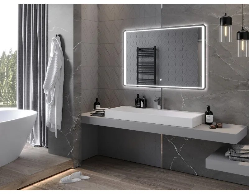 Mexen Zusa, LED fürdõszobai tükör háttérvilágítással 120x80 cm, 6000K, páramentes, 9808-120-080-611-00