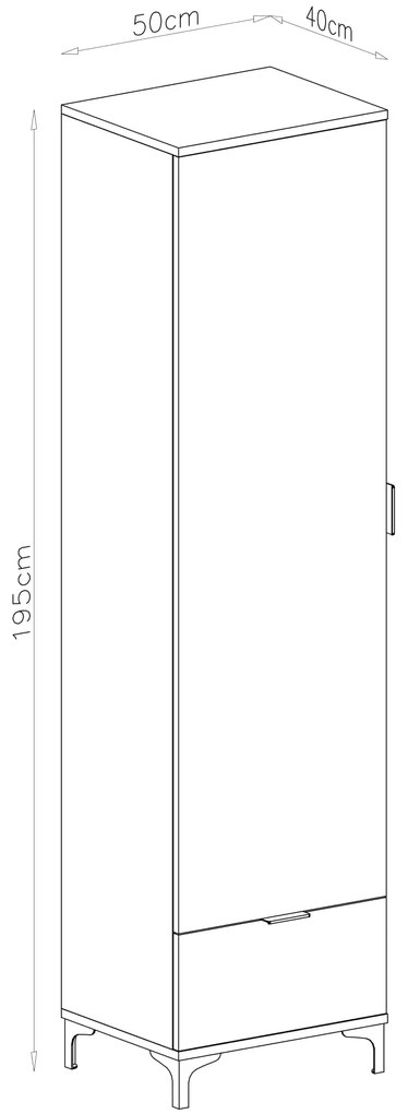 Mazzoni LANA SZ-50 szekrény Bézs (Pezsgő) - 1 AJTÓS FIÓKOS RUHÁSSZEKRÉNY