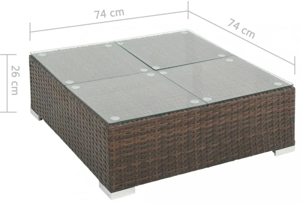 7-részes barna polyrattan kerti bútorszett párnákkal
