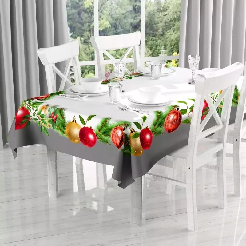 Gyönyörű abrosz karácsonyi nyomtatott szövet Színes gömbök 140x180cm