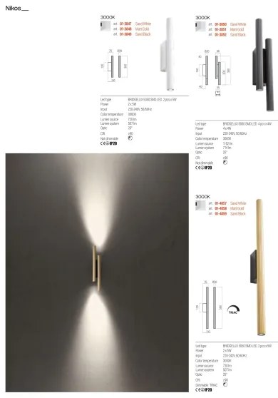 Redo 01-3852 - NIKOS LED fali lámpa 4xLED/4W/230V CRI 90 fekete