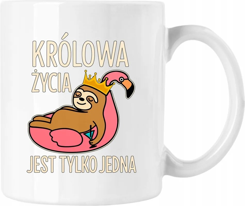 Bögre Az élet királynője lajhár vicces fehér 330ml