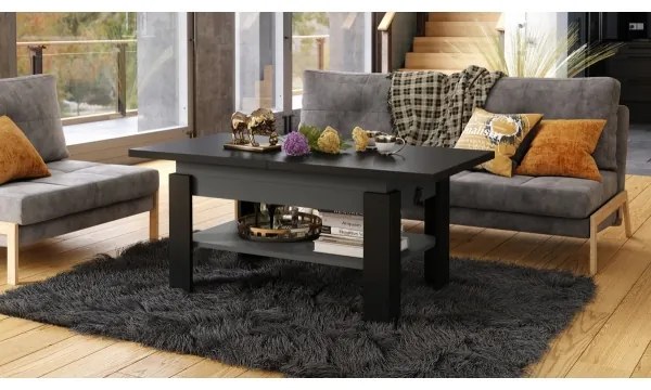 Bővíthető dohányzó/étkezőasztal emelhető asztallappal ROY fekete/antracit