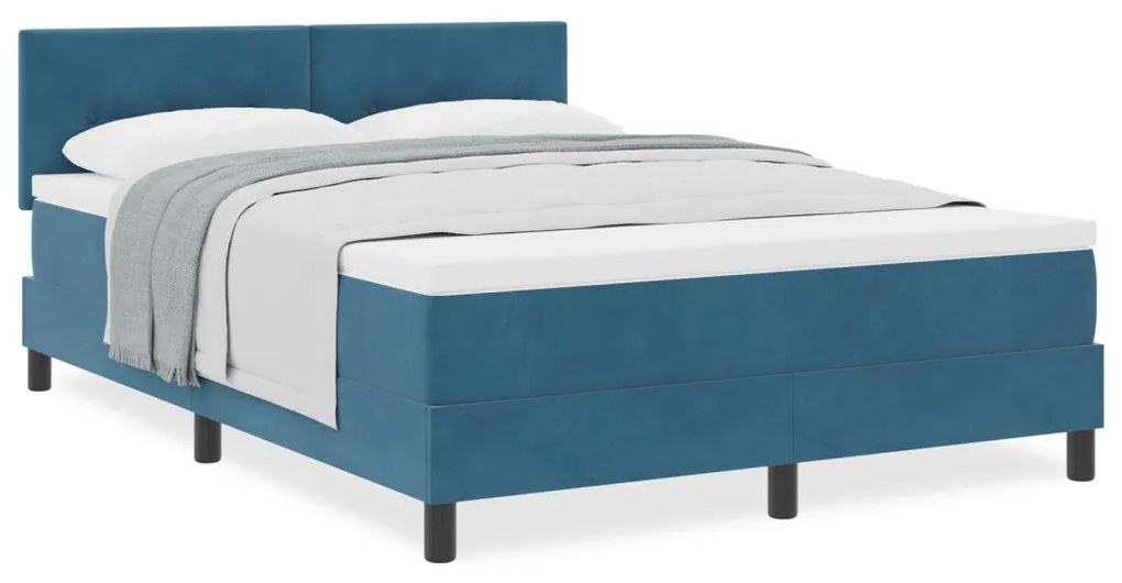 Boxspring Ágy Matrac 140x200 cm Sötét Kék Pehely