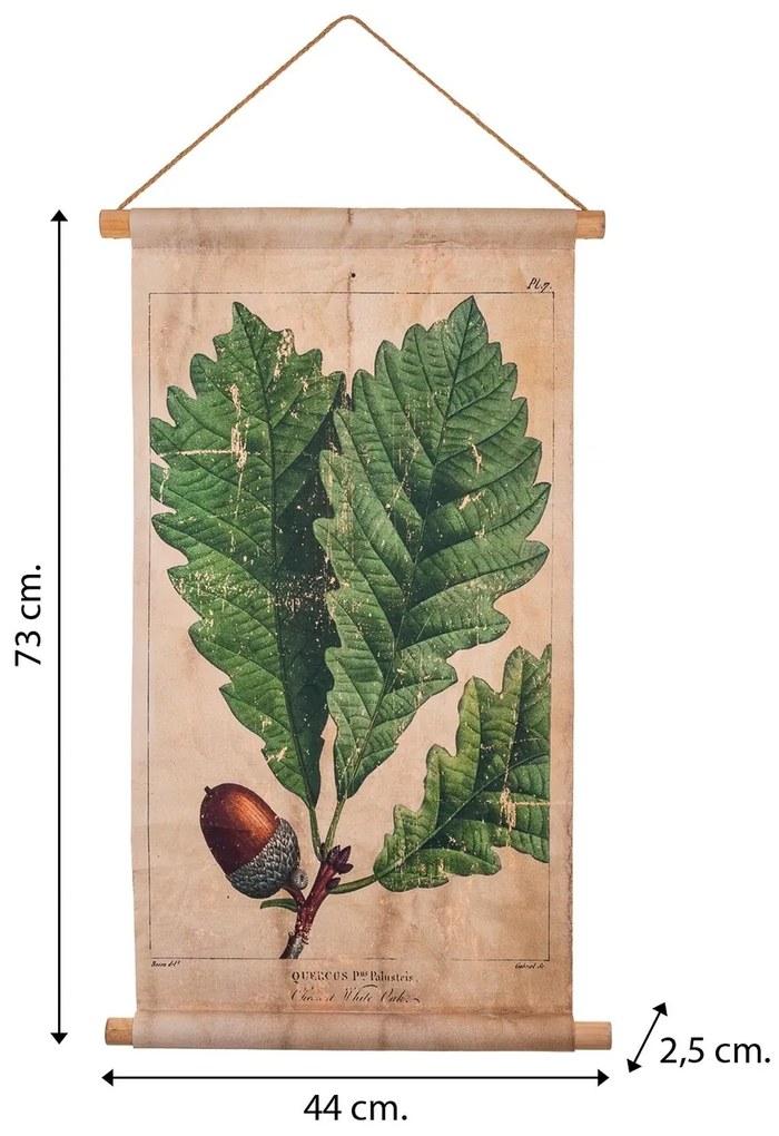 Hazelnut Leaf Fali dekoráció, Creaciones Meng, lenvászon/kínai fenyőfa, 44x73 cm