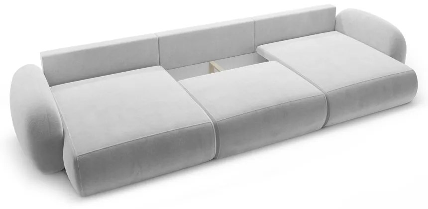 Világosszürke bársony kinyitható-tárolóhelyes (U alakú) sarokkanapé Tonale – Cosmopolitan Design