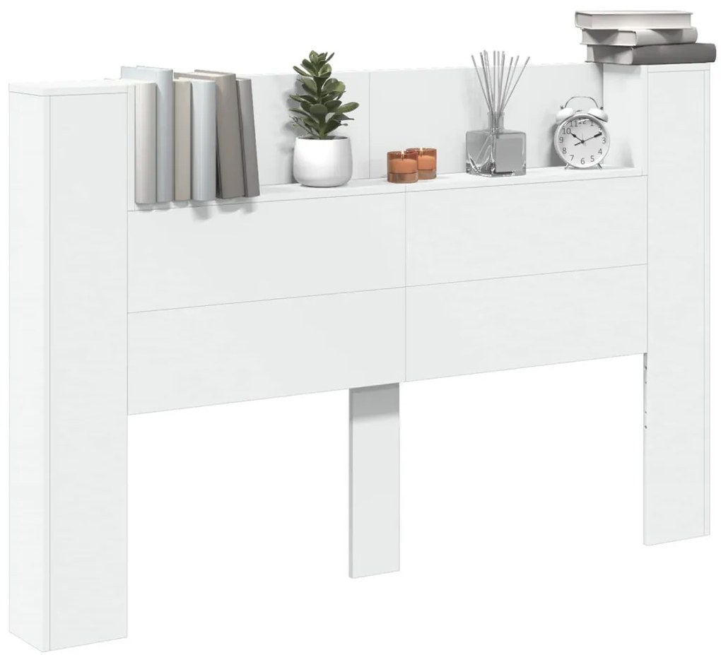 Fejtámla LED -es lámpákkal Fehér 160 x 16,5 x 103,5 cm Faanyag