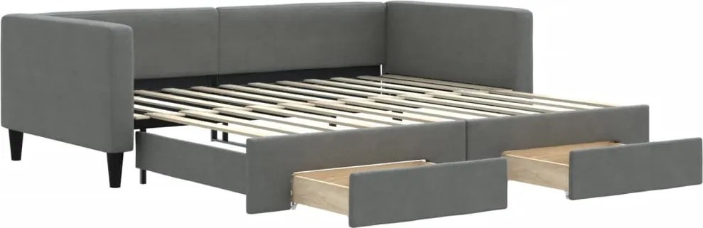 vidaXL sötétszürke kihúzható szövetheverő fiókokkal 100 x 200 cm