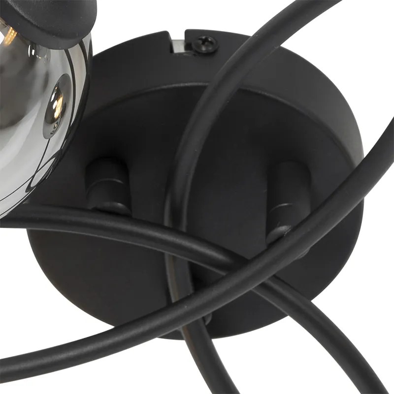 Modern mennyezeti lámpa fekete 6-os füstüveggel - Athén