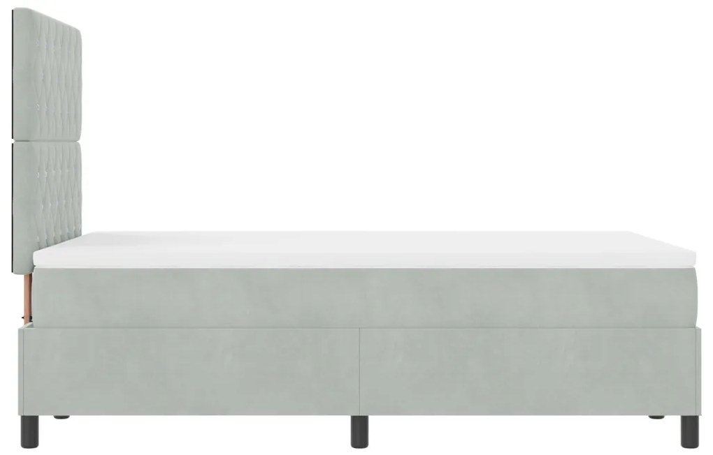 Boxspring Ágy Matrac Sötétszürke Kis Dupla Bársony