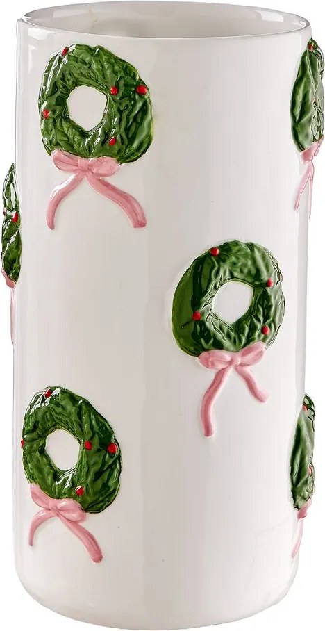 X-MAS kerámia váza 25cm, koszorúk