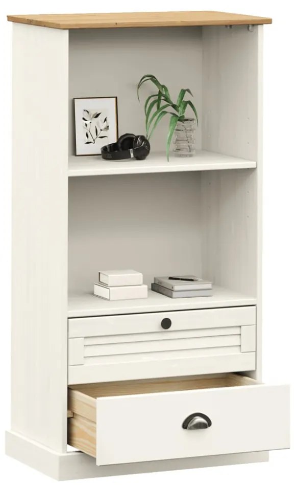 VIGO fehér tömör fenyőfa könyvespolc 60x35x114,5 cm