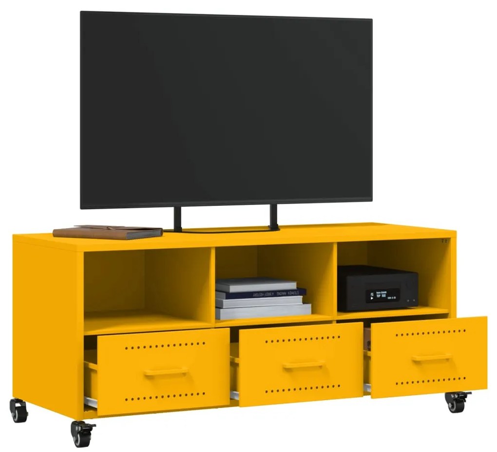 mustársárga acél TV-szekrény 100,5 x 39 x 43,5 cm