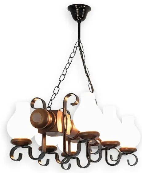 Brilagi - Csillár láncon RUSTIC 6xE14/40W/230V bükkfa/dió