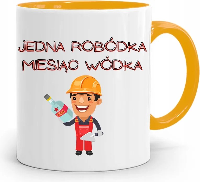 Sárga Építőipari Bögre Barkács Szakember Ajándék fényképes nyomtatással