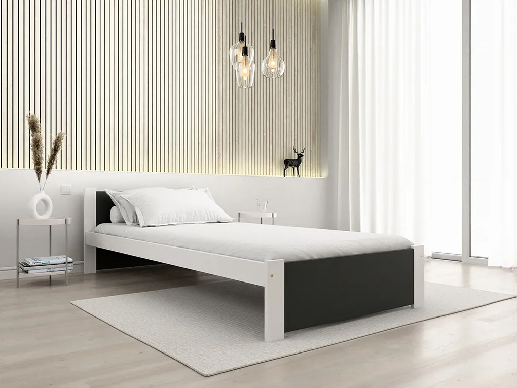 IKAROS ágy 90 x 200 cm, antracit/fehér Ágyrács: Ágyrács nélkül, Matrac: Coco Maxi 20 cm matrac