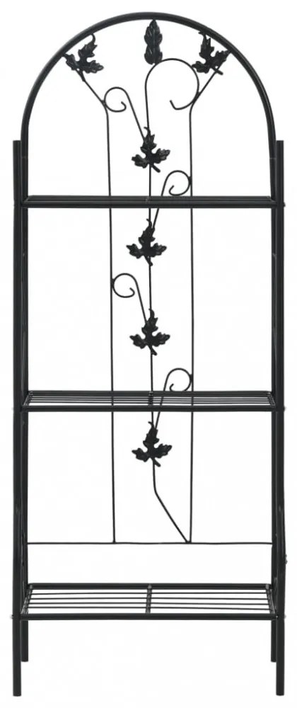 háromszintes fekete vas virágtartó állvány 52 x 28 x 128 cm