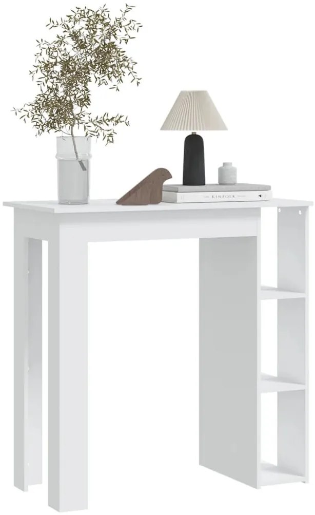 Fehér szerelt fa bárasztal polccal 102 x 50 x 103,5 cm