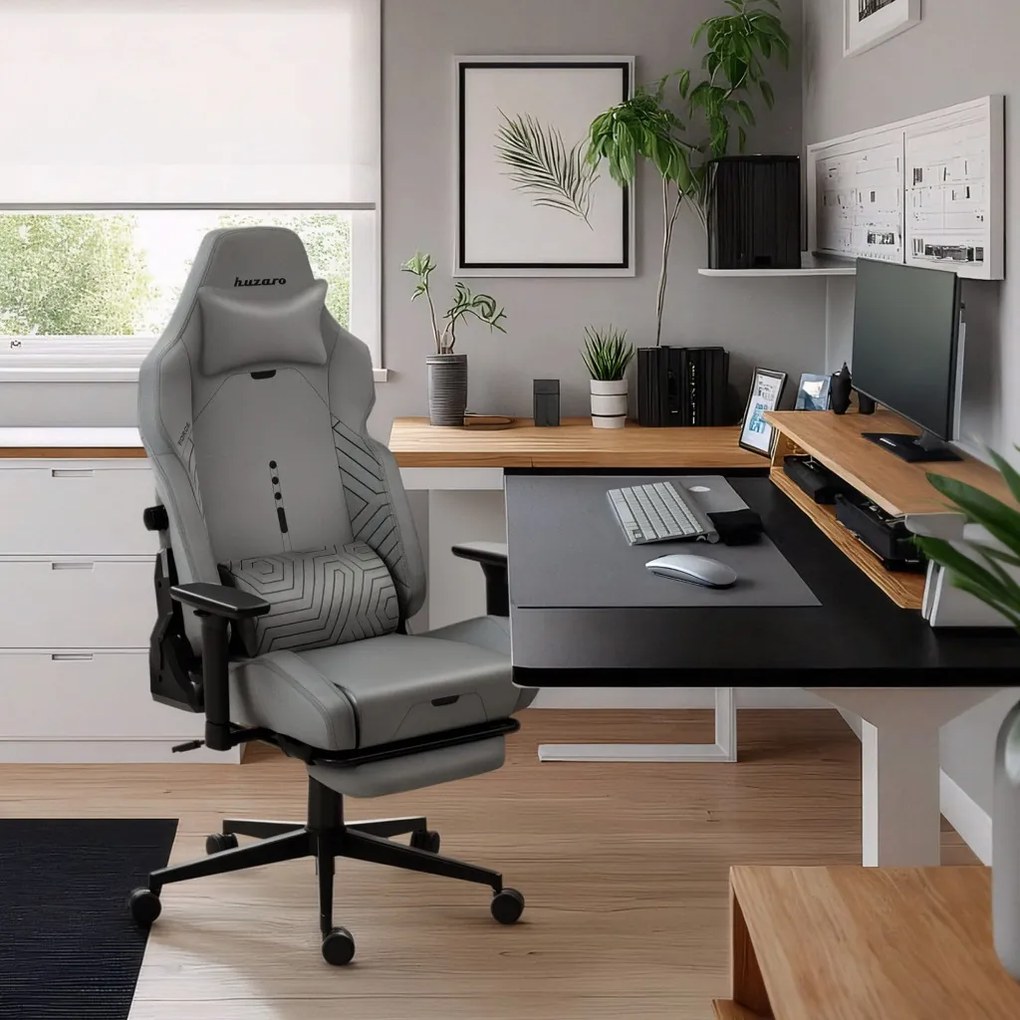 Gamer szék, lábtartóval prémium Grey Noir