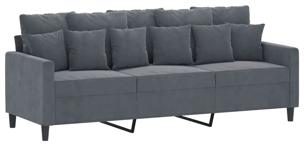 vidaXL 3 személyes sötétszürke bársony kanapé 180 cm