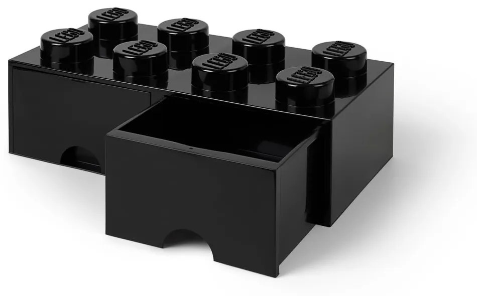 Négyszögeletes fekete tárolódoboz 2 fiókkal - LEGO®