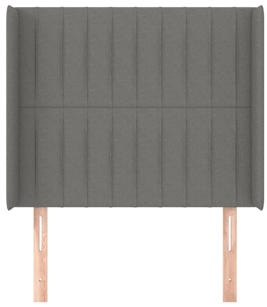 sötétszürke szövet fejtámla szárnyakkal 93x16x118/128 cm
