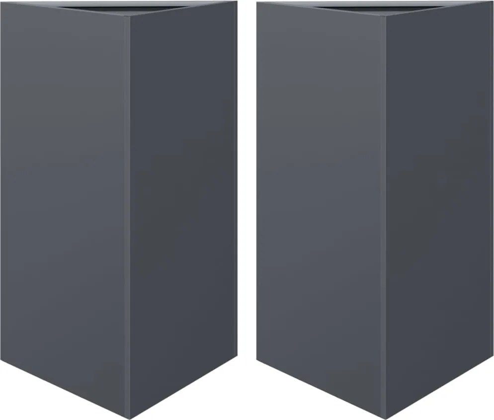 vidaXL 2 db antracit acél háromszög alakú kerti ültetőláda 50x43x75 cm