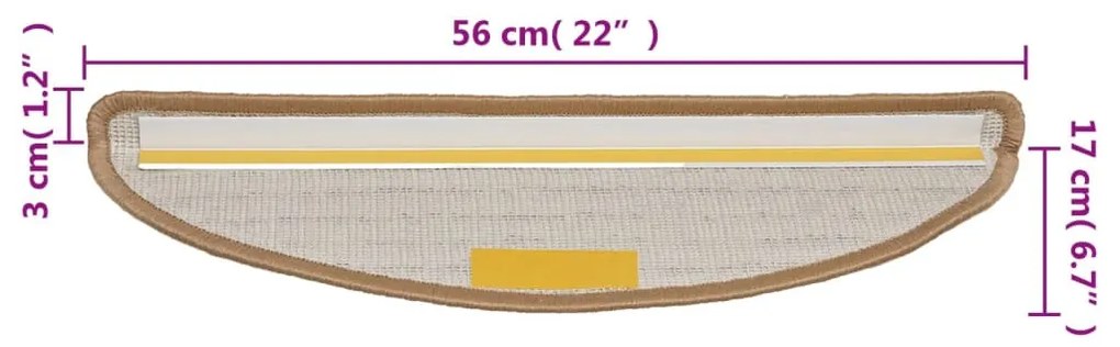 15 db bézs lépcsőszőnyeg 56 x 17 x 3 cm